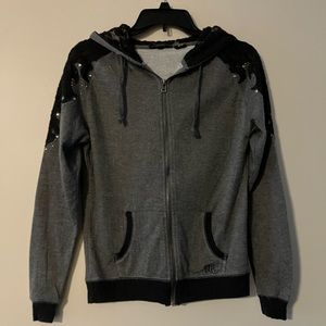 Miss Me Gray/Black Lace Hoodie